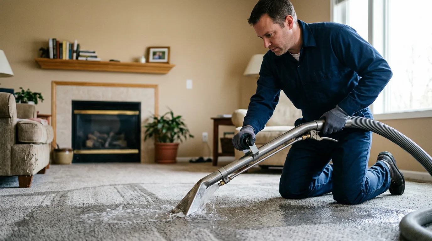 Water damage restoration technician working near Stratford, CT